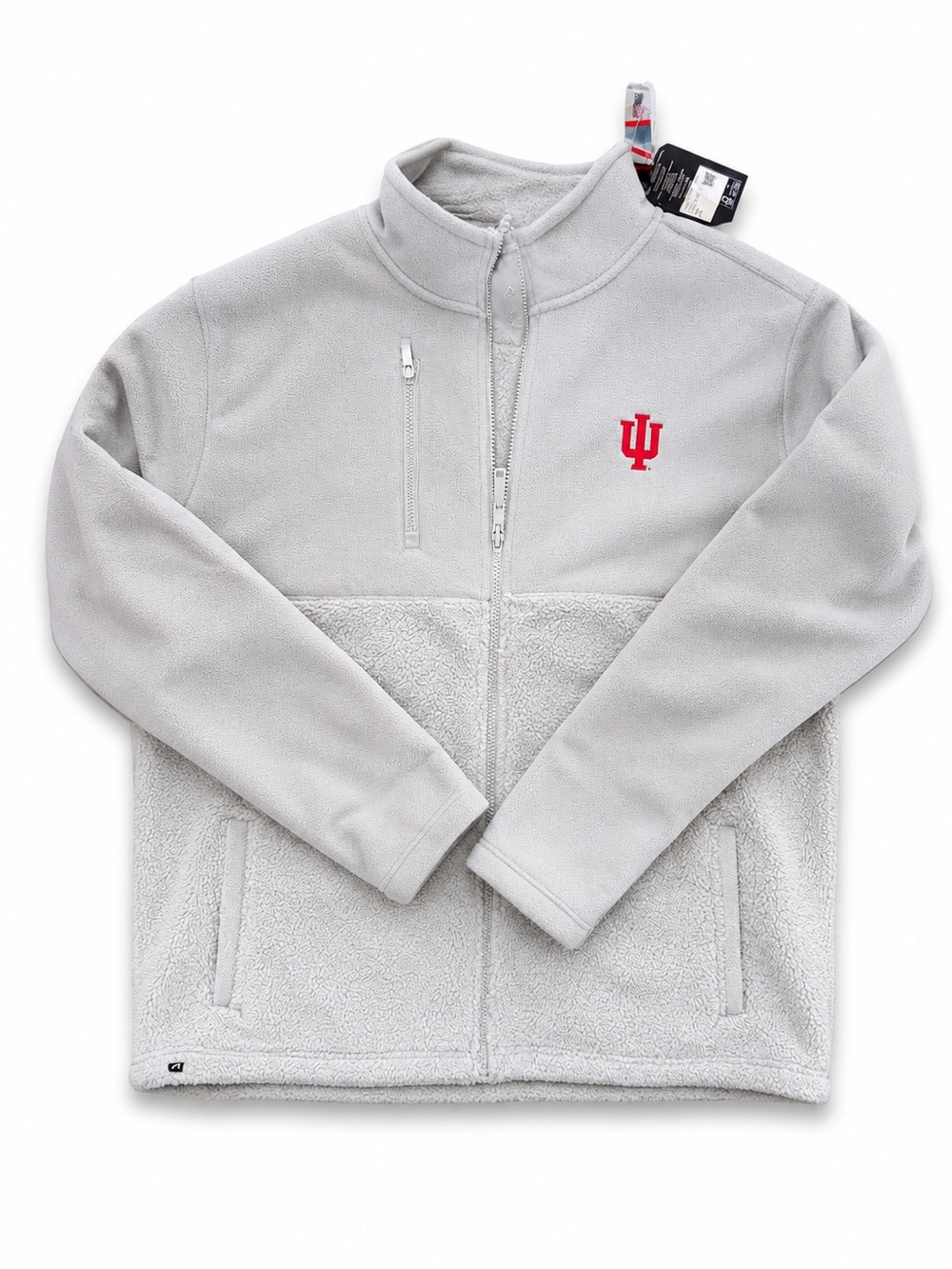 Indiana University- Antigua Light Gray Fleece Jacket- XL